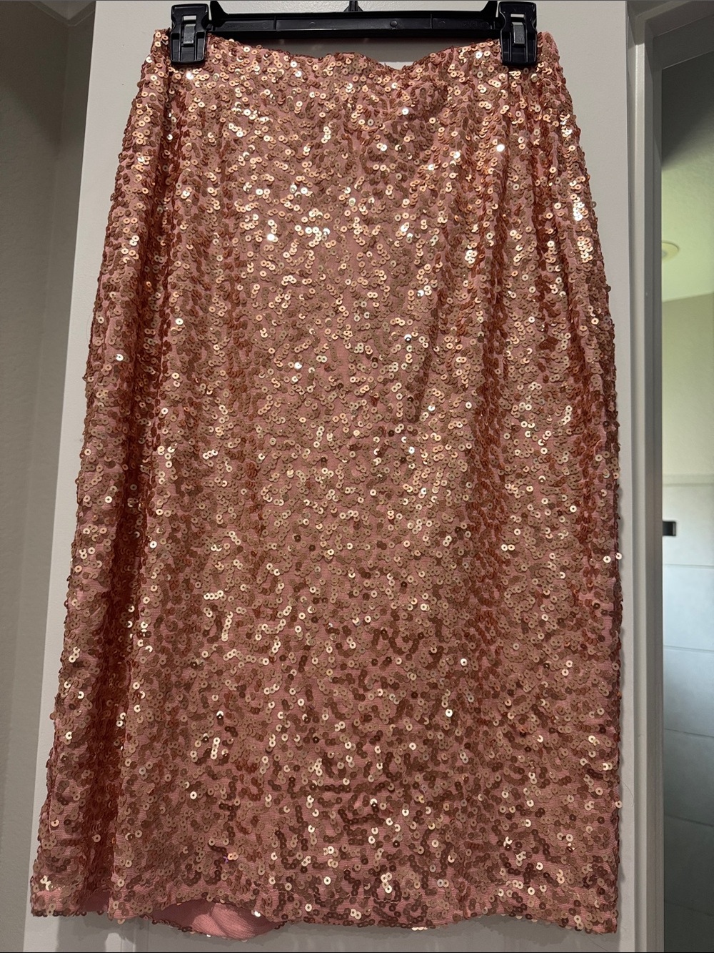 Sequin Midi Skirt in Rose Gold - Women's Party Skirt